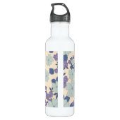 Blauwe bloemen, paarse bloemen, Floral Pattern Waterfles (Achterkant)