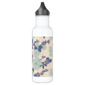 Blauwe bloemen, paarse bloemen, Floral Pattern Waterfles (Links)
