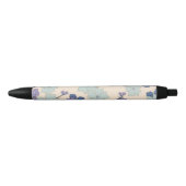 Blauwe bloemen, paarse bloemen, Floral Pattern Zwarte Inkt Pen (Voorkant)
