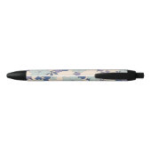 Blauwe bloemen, paarse bloemen, Floral Pattern Zwarte Inkt Pen (Achterkant)