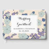 Blauwe bloemen, paarse bloemen, Florale bruiloft Gastenboek (Voorkant)