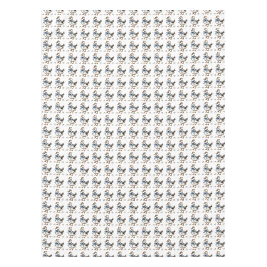 Blauwe bloemen paaseend tafelkleed (Voorkant)