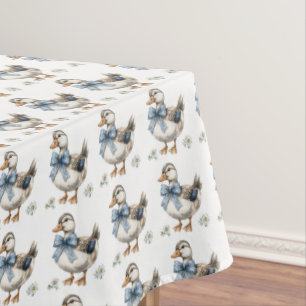 Blauwe bloemen paaseend tafelkleed