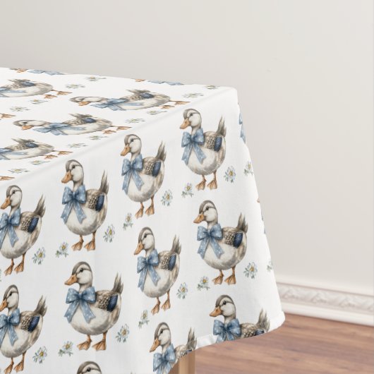 Blauwe bloemen paaseend tafelkleed (Voorbeeld)