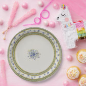 Blauwe bloemen papieren bordje (Feest)