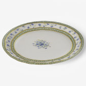 Blauwe bloemen papieren bordje (Gekanteld)