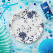 Blauwe bloemen papieren bordje (Feest)