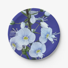 Blauwe bloemen papieren bordje