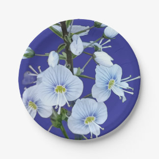 Blauwe bloemen papieren bordje