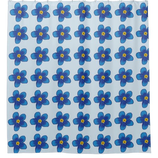 Blauwe bloemen patroon Douche Gordijn (Voorkant)