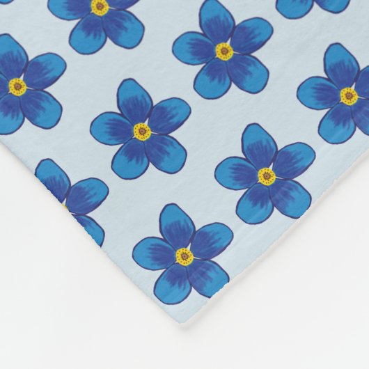 Blauwe bloemen patroon Fleece Deken (Hoek)