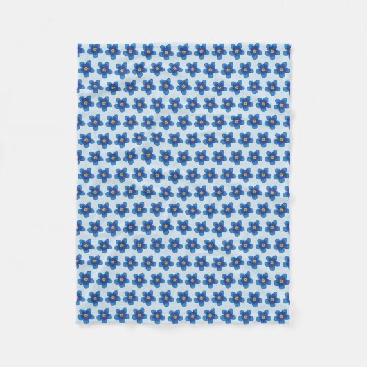 Blauwe bloemen patroon Fleece Deken (Voorkant)