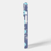 Blauwe Bloemen Patroon Monogram / Initiaal Case-Mate iPhone Case (Achterkant / Links)