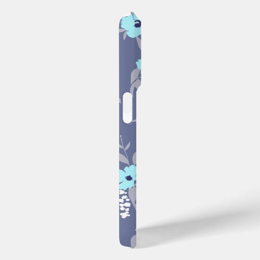 Blauwe Bloemen Patroon Monogram / Initiaal Case-Mate iPhone Case (Achterkant / Rechts)