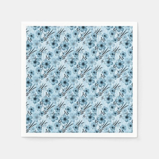 Blauwe bloemen patroon op tijger achtergrond servet (Voorkant)