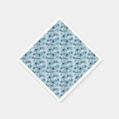 Blauwe bloemen patroon op tijger achtergrond servet (Hoek)