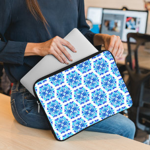 Blauwe bloemen, patroon van bloemen, bloemmotief laptop sleeve