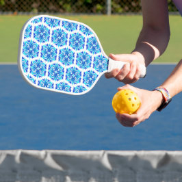 Blauwe bloemen, patroon van bloemen, bloemmotief pickleball paddle