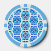 Blauwe bloemen, patroon van bloemen, bloemmotief poker chips (Voorkant)