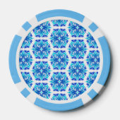Blauwe bloemen, patroon van bloemen, bloemmotief poker chips (Achterkant)