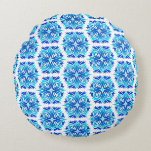 Blauwe bloemen, patroon van bloemen, bloemmotief rond kussen