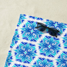 Blauwe bloemen, patroon van bloemen, bloemmotief strandlaken