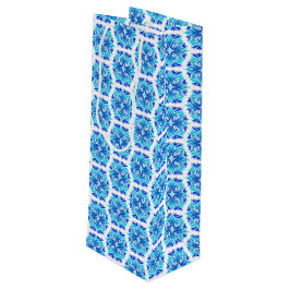 Blauwe bloemen, patroon van bloemen, bloemmotief wijn cadeautas