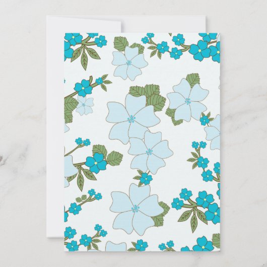 Blauwe bloemen, patroon van bloemen, Jubileum Kaart (Achterkant)