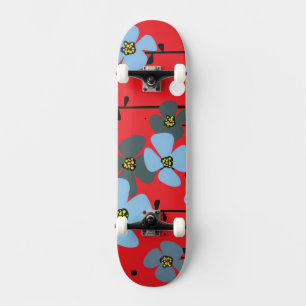 Blauwe bloemen persoonlijk skateboard