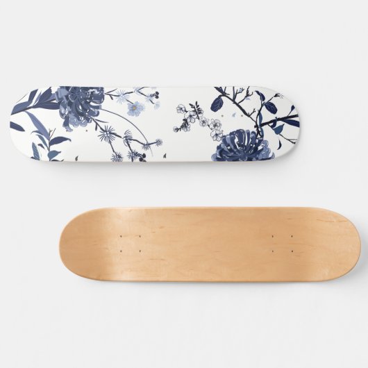 Blauwe bloemen persoonlijk skateboard (Horizontaal)