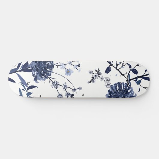 Blauwe bloemen persoonlijk skateboard (Horizontaal)
