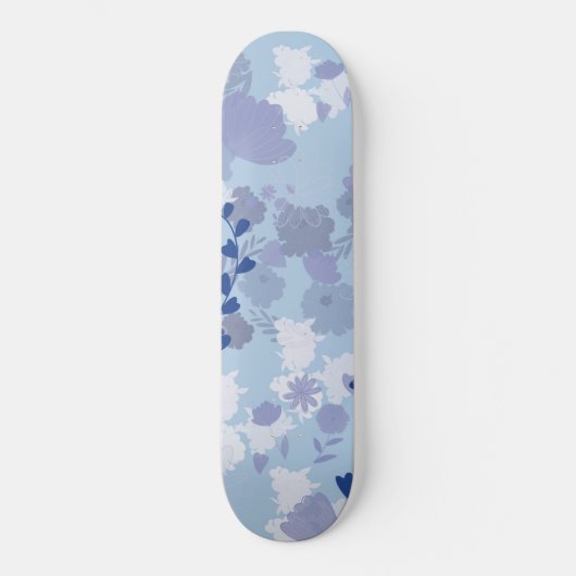 Blauwe bloemen persoonlijk skateboard (Voorkant)