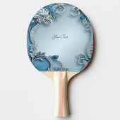 Blauwe Bloemen Ping Pong Paddle Tafeltennisbatje (Achterkant)