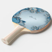 Blauwe Bloemen Ping Pong Paddle Tafeltennisbatje (Voorkant Gekanteld)