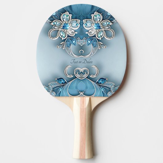 Blauwe Bloemen Ping Pong Paddle Tafeltennisbatje (Voorkant)
