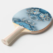 Blauwe Bloemen Ping Pong Paddle Tafeltennisbatje (Voorkant Gekanteld)