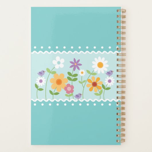 Blauwe bloemen  planner (Achterkant)