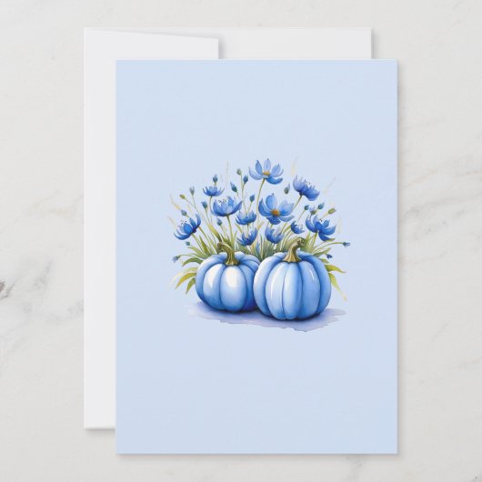 Blauwe Bloemen Pompoen Baby Boy Shower Kaart (Achterkant)