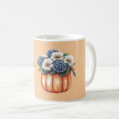 Blauwe Bloemen Pompoen Herfst Koffiemok (Voorkant rechts)