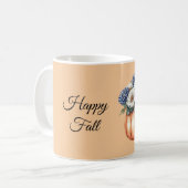 Blauwe Bloemen Pompoen Herfst Koffiemok (Voorkant links)