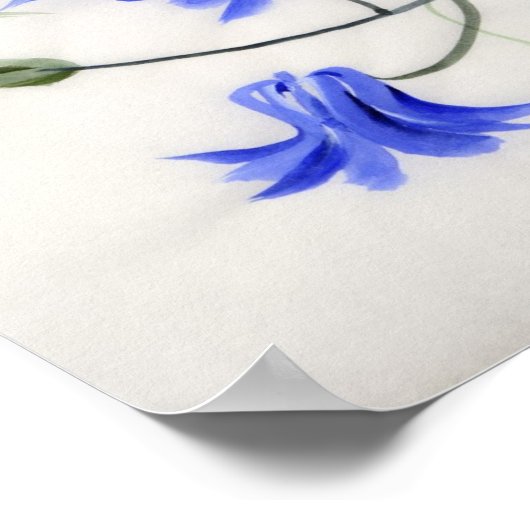 Blauwe bloemen poster (Hoek)