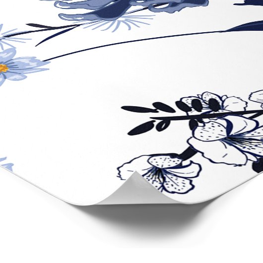 Blauwe bloemen poster (Hoek)