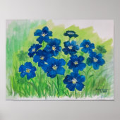 blauwe bloemen poster (Voorkant)