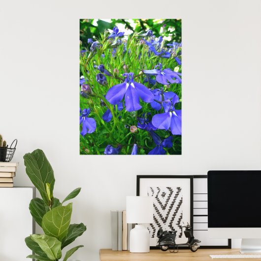blauwe bloemen poster (Thuiskantoor)
