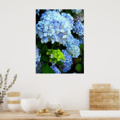 Blauwe bloemen poster (Keuken)