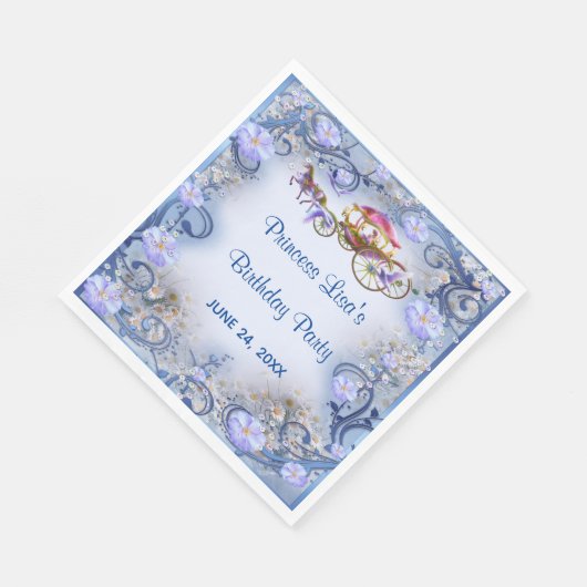 Blauwe Bloemen Prinses Fairy Staart Verjaardag Servet (Hoek)