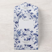 Blauwe Bloemen QR Code All In One Uitnodiging (Buitenkant)