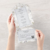 Blauwe Bloemen QR Code All In One Uitnodiging (Afscheurbaar)