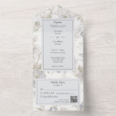 Blauwe Bloemen QR Code All In One Uitnodiging (Binnen)