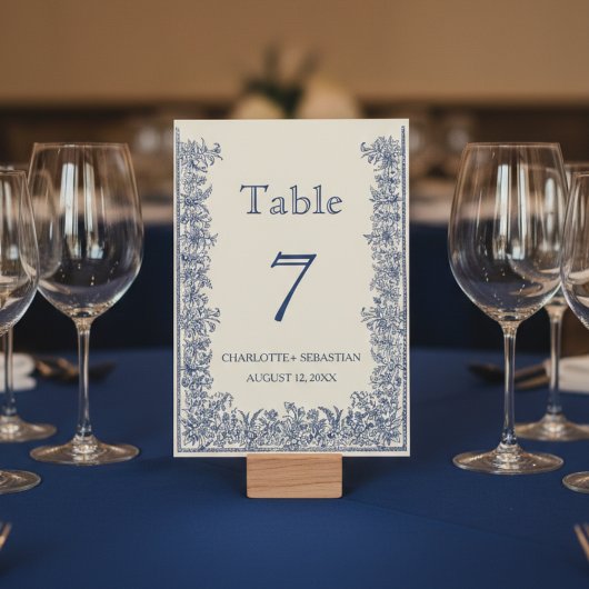 Blauwe bloemen rand vintage bruiloft kaart